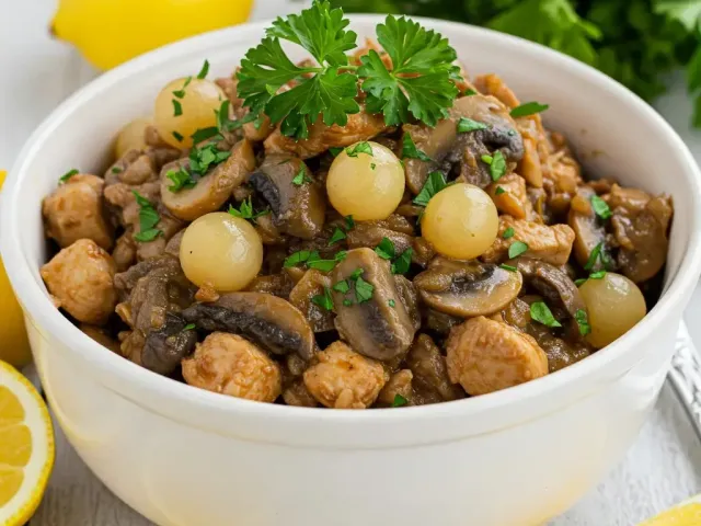 Zacuscă rece cu carne de pasăre și ciuperci