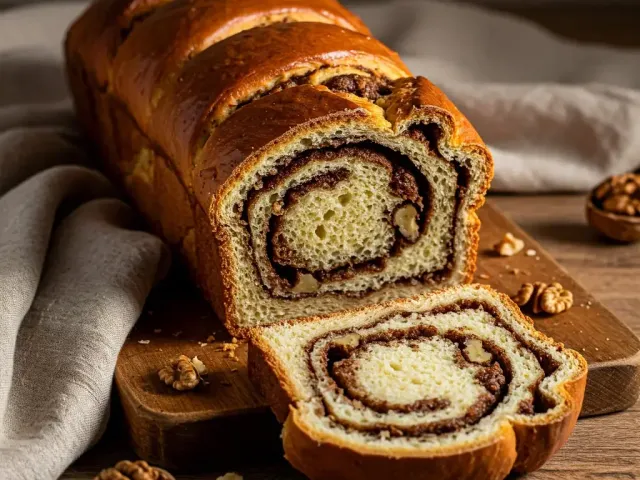 Cozonac tradițional cu umplutură de nucă