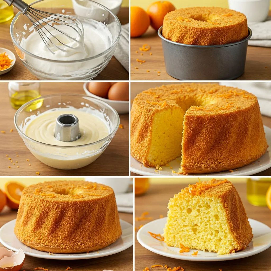 Prăjitură Chiffon proaspătă cu portocale